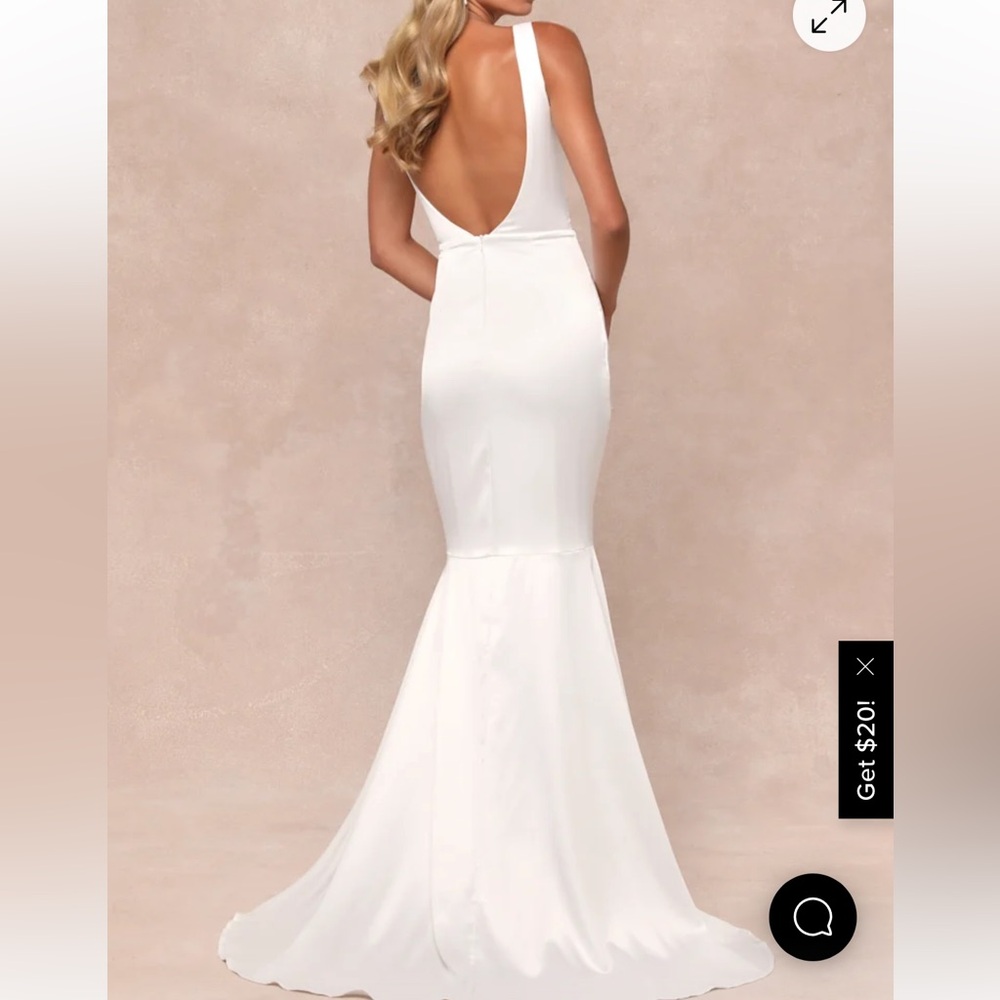 Luxe Loveliness White Satin Backless Mermaid Maxi Dress - Picture 2 of 2